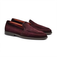 Men's burgundy suede loafer - Santoni - 2