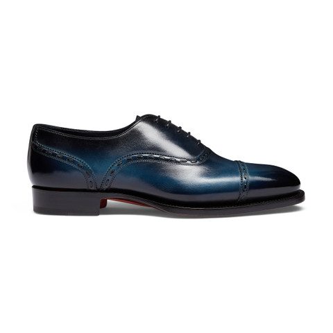 Men's blue leather Oxford shoe - Santoni - 1
