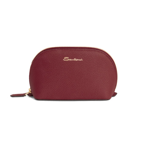 Red tumbled leather pouch - Santoni - 1