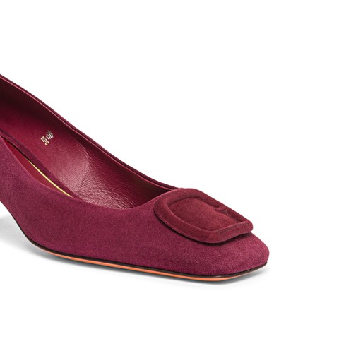 Women's burgundy suede mid-heel pump - Santoni - 8
