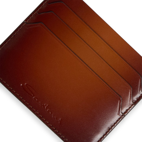 Porte-cartes en cuir marron - Santoni - 3