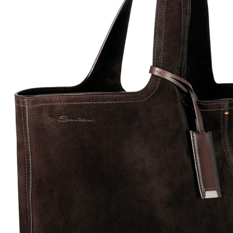 Dark brown suede shoulder bag - Santoni - 6