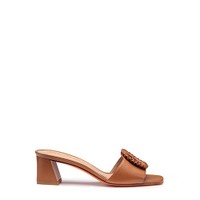 Women's brown leather mid-heel sandal - Santoni - 1