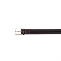 Dark brown woven leather belt - Santoni - 2