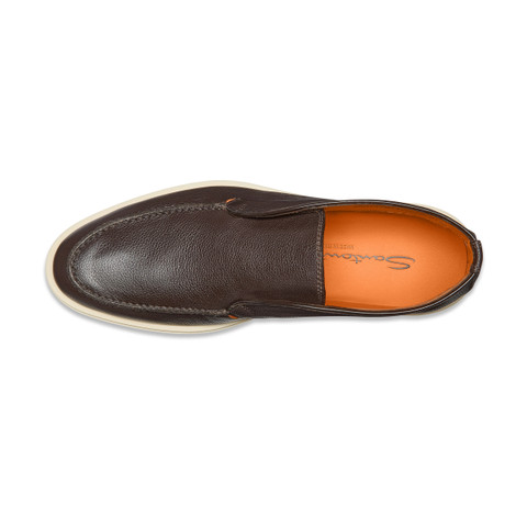 Men's dark brown tumbled leather desert boot - Santoni - 5