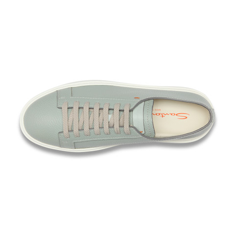 Men's light blue tumbled leather sneaker - Santoni - 5
