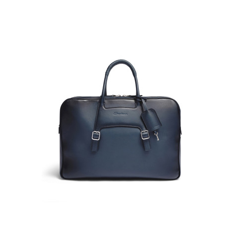 Blue leather laptop bag - Santoni - 1