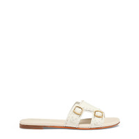 Women's white leather double-buckle Didi slide sandal - Santoni - 1