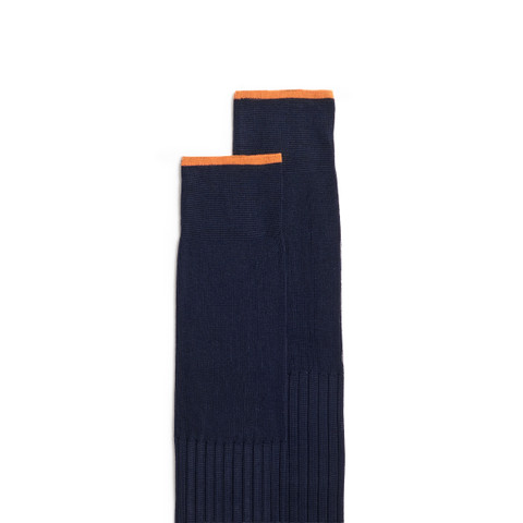 Blue Filo di Scozia mercerised cotton high socks - Santoni - 3