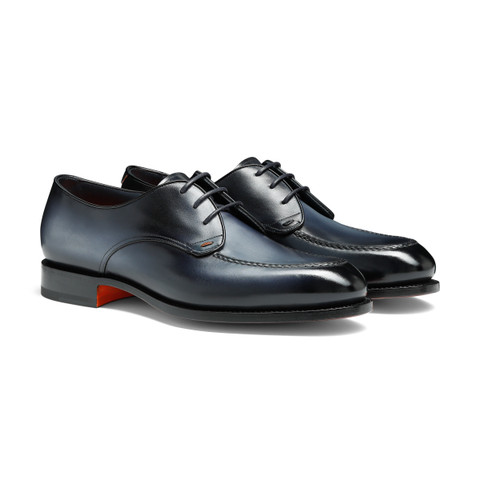 Men's blue leather Derby shoe - Santoni - 3