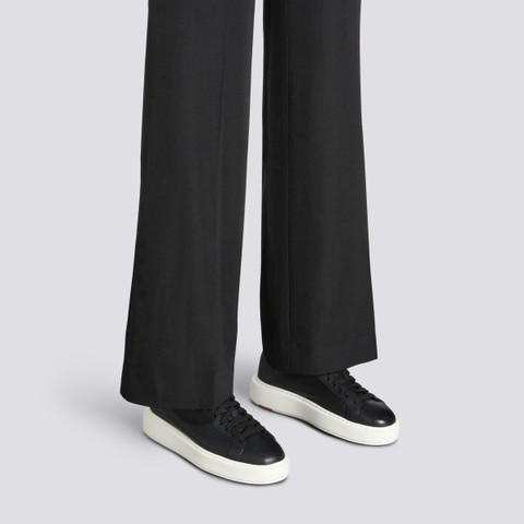 Women's black leather sneaker - Santoni - 2