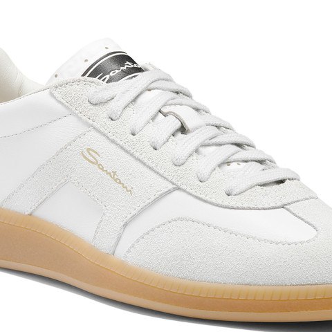 Women's white tumbled leather DBS Oly sneaker - Santoni - 6