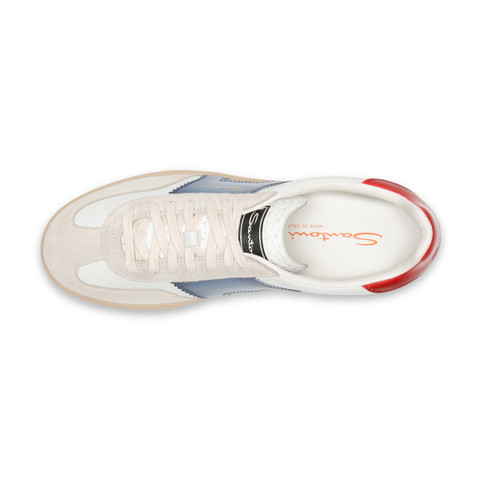 Sneakers DBS Oly de hombre de piel y ante rojo, azul y beige - Santoni - 5