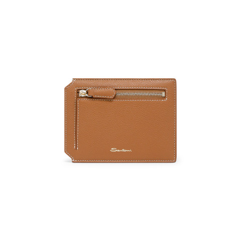 Light brown tumbled leather document holder - Santoni - 3