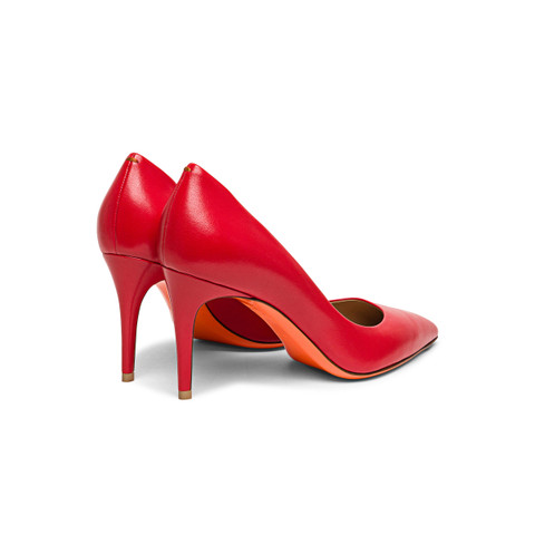 Women's red leather high-heel pump - Santoni - 3