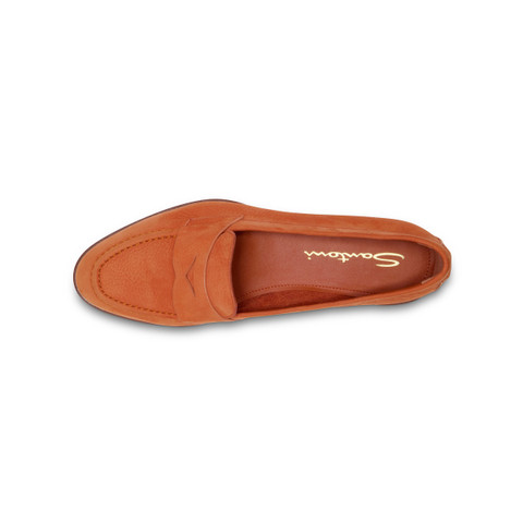 Mocassino penny da donna in nabuk arancione - Santoni - 5
