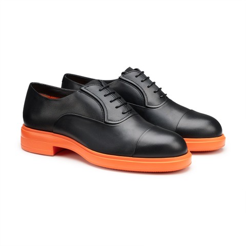 Women's black leather Easy Run lace-up - Santoni - 2