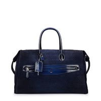 Blaue Reisetasche aus Wildleder und Leder - Santoni - 1