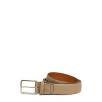 Men's beige tumbled leather adjustable belt - Santoni - 1
