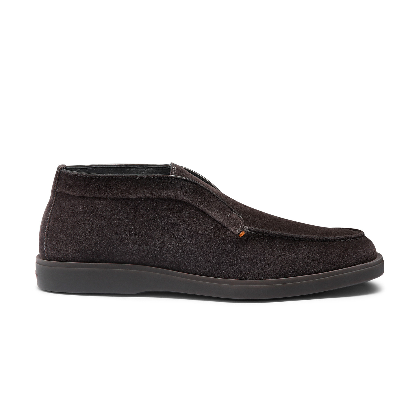 Santoni Stivaletto desert da uomo in suede grigio con pelliccia
