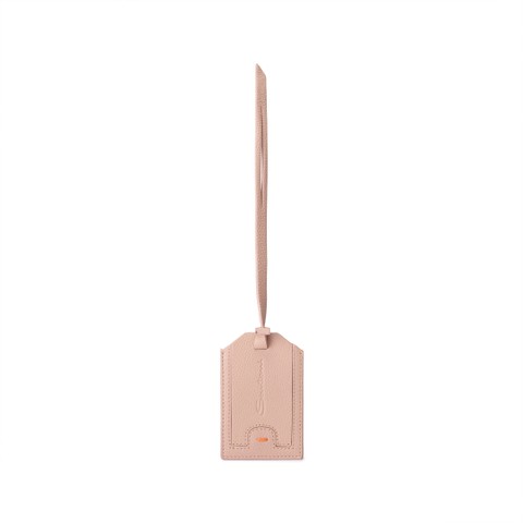 Pink tumbled leather luggage tag - Santoni - 1