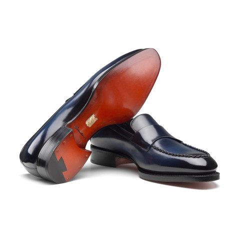 Men's blue leather Meraviglia Collection penny loafer - Santoni - 3