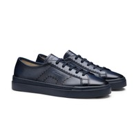 Men's blue leather Double Buckle Sneaker - Santoni - 2