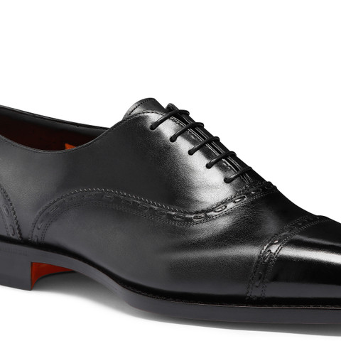 Men's black leather Oxford shoe - Santoni - 6