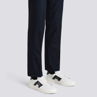 Men’s white and black leather double buckle sneaker - Santoni - 2