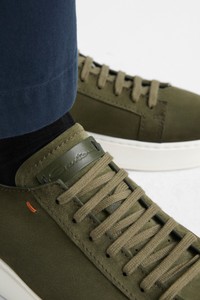 Men's green suede sneaker - Santoni - editorial
