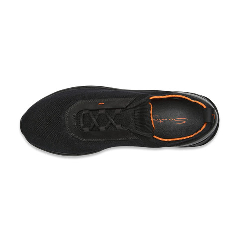 Men's black stretch knit and leather sneaker - Santoni - 4