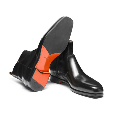 Men's black leather ankle boot - Santoni - 4