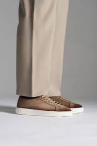 Men's brown suede sneaker - Santoni - editorial
