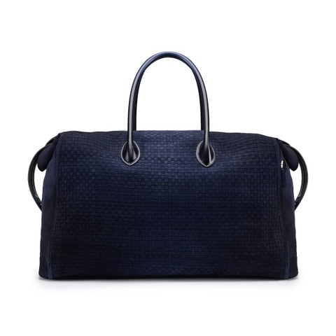 Blue suede and leather weekend bag - Santoni - 5