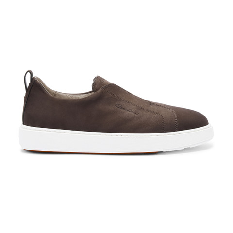 Graue Slip-on-Sneakers für Herren aus Nubuk - Santoni - 1