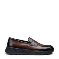 حذاء لوفر بيني رجالي من الجلد بلون بني داكن - Santoni - 1