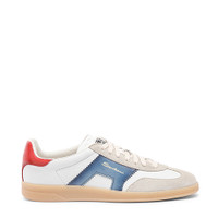 Men's white, red, blue and beige leather and suede DBS Oly sneaker - Santoni - 1