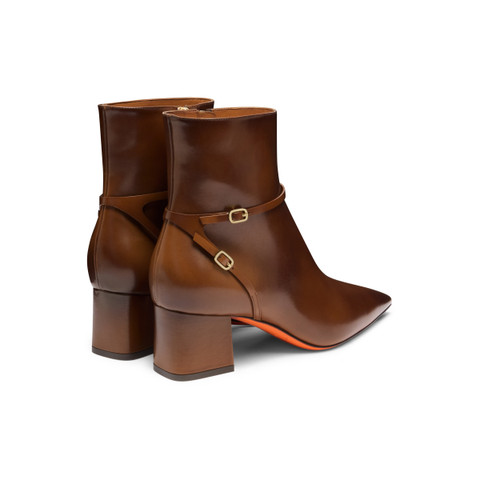 Braune Stiefeletten für Damen aus Leder mit mittelhohem Absatz - Santoni - 4