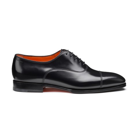Men's black leather Oxford shoe - Santoni - 1