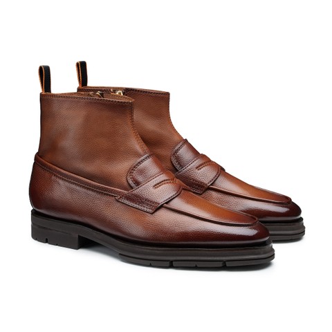 Men's brown leather Carlo Ice ankle boot - Santoni - 3