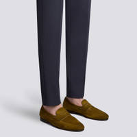 Herren grüne Veloursleder Carlo Penny Loafer - Santoni - 2