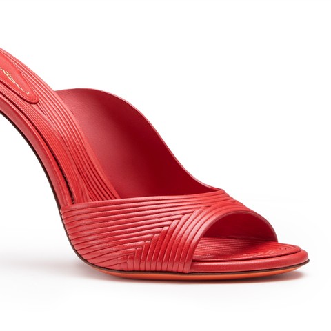 Women's red leather high-heel sandal - Santoni - 5