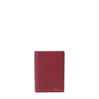 Burgundy tumbled leather passport case - Santoni - 1