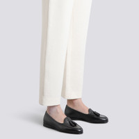 Schwarze Loafer Andrea für Damen aus Leder mit Quasten - Santoni - 2