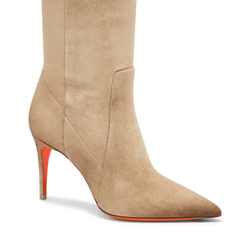 Women's beige suede high-heel boot - Santoni - 5