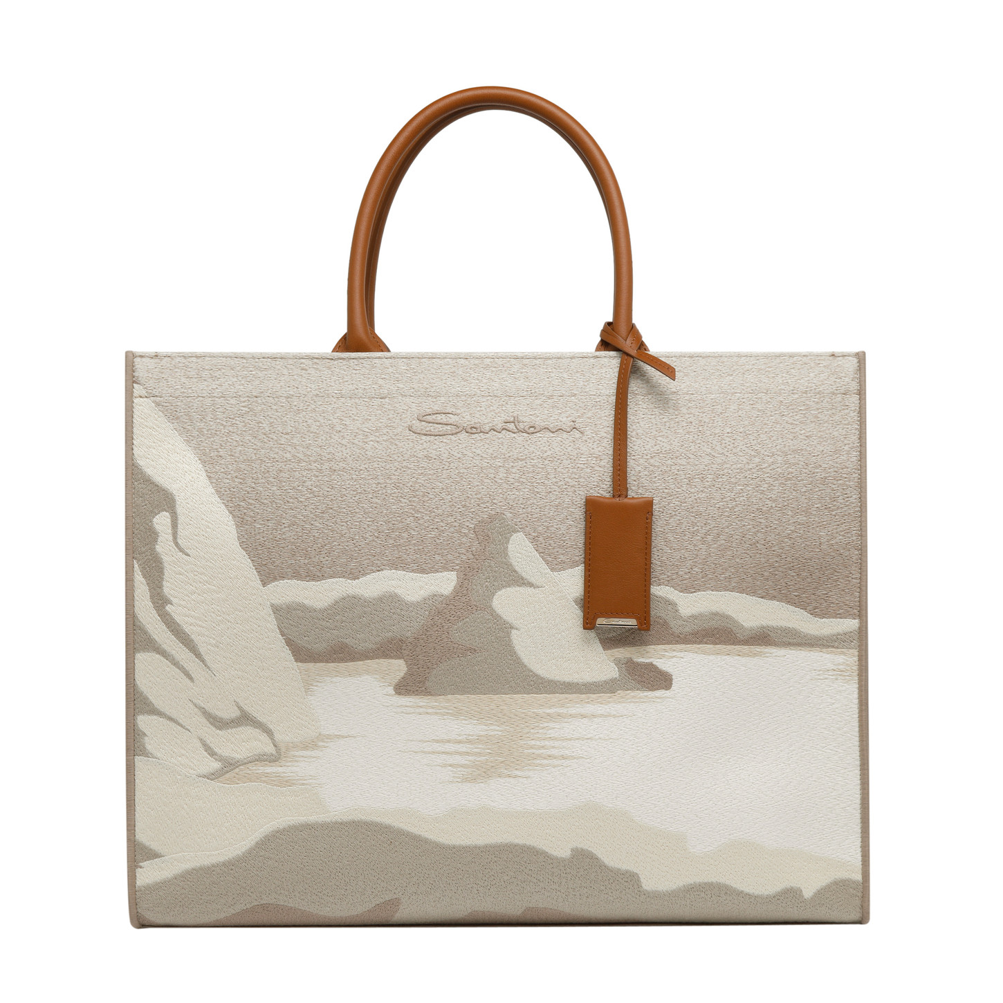 Santoni Shopping bag in tessuto beige