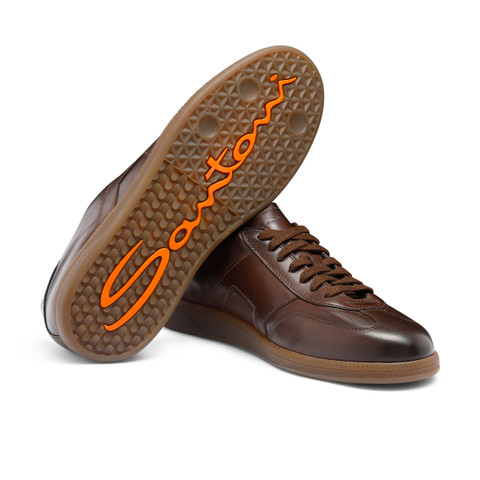 Men's dark brown leather DBS Oly sneaker - Santoni - 4