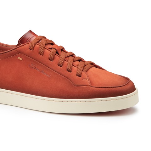 Men's orange nubuck Santoni Off-duty sneaker - Santoni - 5