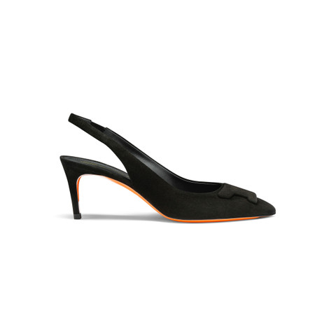 Schwarze Santoni-Slingbacks Sibille für Damen aus Wildleder mit mittelhohem Absatz - Santoni - 1