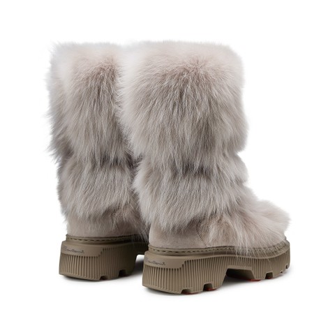 Women's natural leather and fox ankle boot - Santoni - 2